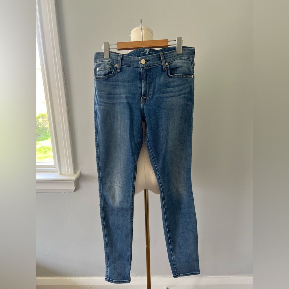 7 For All Mankind Blue Skinny Jeans